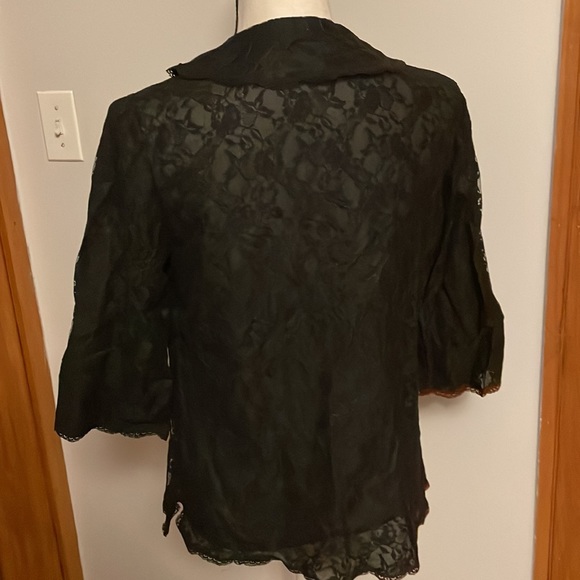 Vintage Gossard Artemis Sheer Nylon Button-Down Black Top - Size 34/S - Picture 6 of 10